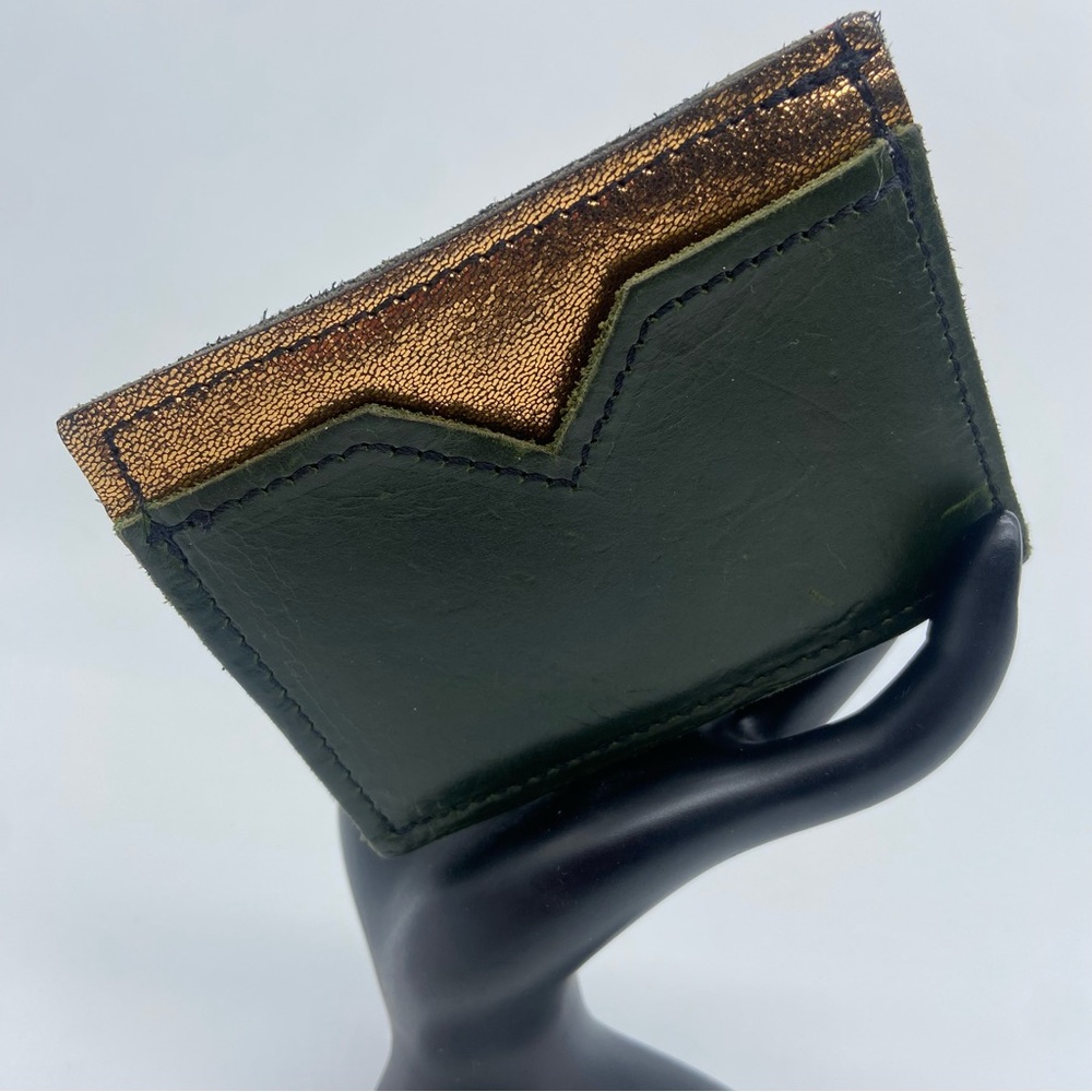 Green, Gold & Black Leather Card Holder